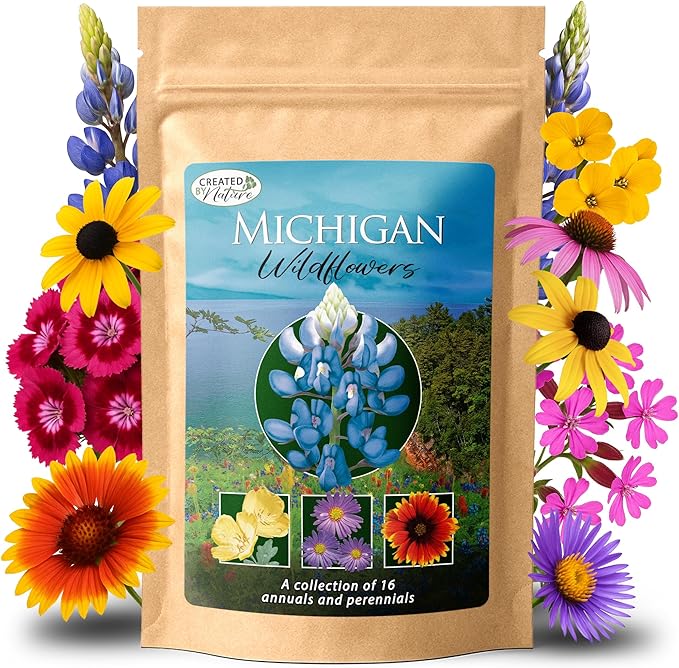 Created By Nature Michigan Wildflower Seed Mix, 16 Flower Varieties, 40,000 Seeds