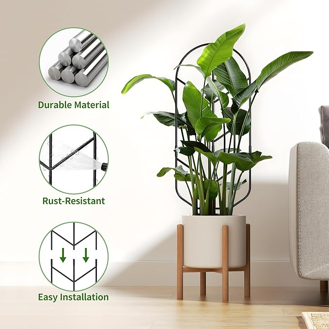 4 Pack 30'' Large Metal Plant Trellis for Climbing Plants, Tall Plant Support for Indoor & Outdoor Use, Modern Decorative Trellis for Potted Plants (4 Pack)