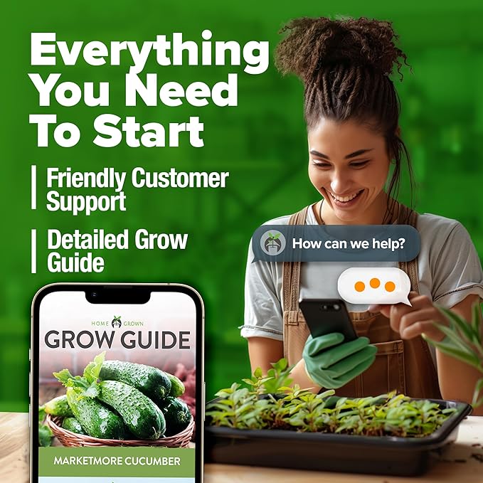 HOME GROWN Non GMO Organic Cucumber Seeds - 200 Marketmore Heirloom Vegetable Seeds for Planting in Trellises, Raised Beds, Containers (Cucumis sativus)