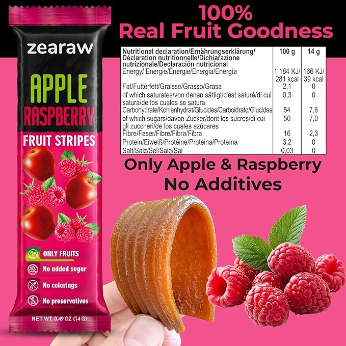 ZEARAW Healthy Fruit Snacks for Adults and Kids – 30 Fruit Leather with Dried Black Currant, Pear-Mango, Apple-Raspberry – Vegan Low-Carb Variety Pack Strips for Kids – Sugar Free Bars