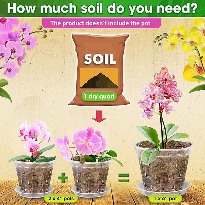 [Upgraded] DUSPRO Orchid Potting Mix for Repotting with Forest Moss, Pine Bark, Perlite & Pumice Natural Ingredients, Orchid Bark Potting Mix, Orchid Repotting Kit Drainage Indoor Potting Medium 2QT