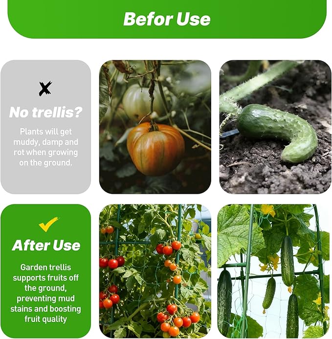 Cucumber Trellis for Raised Garden Bed, U-Shape Plant Support Metel Trellis for Climbing Plants Arch Trellis with Netting for Outdoor Cucumbers,Tomatoes,Vine Climbing Plant(47.2''X32''x47.2''(LxWxH))