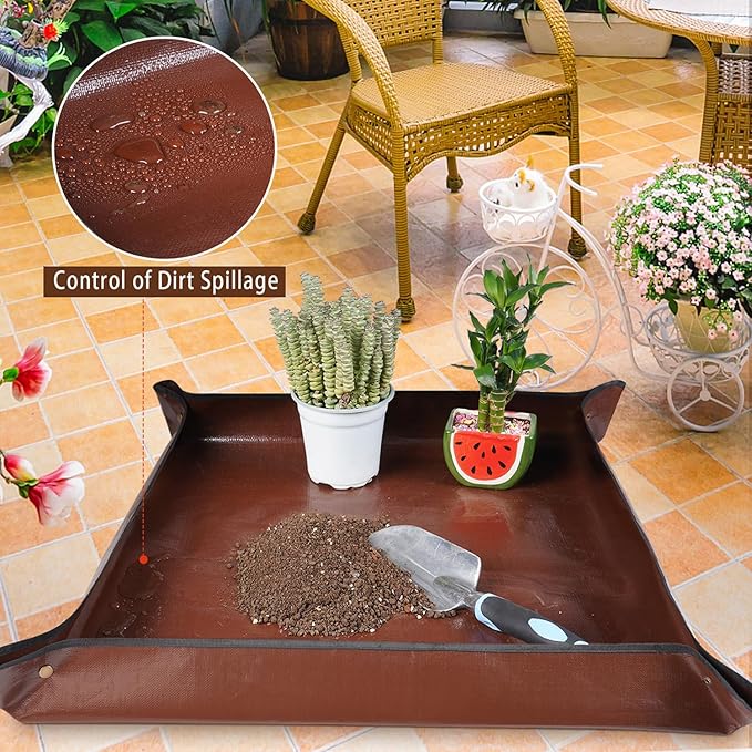 HNXTYAOB 27"x 27" Repotting Mat for Indoor Plant Transplanting and Mess Control Foldable Waterproof Potting Tray-Easy to Clean Gardening Gifts for Plant Lovers