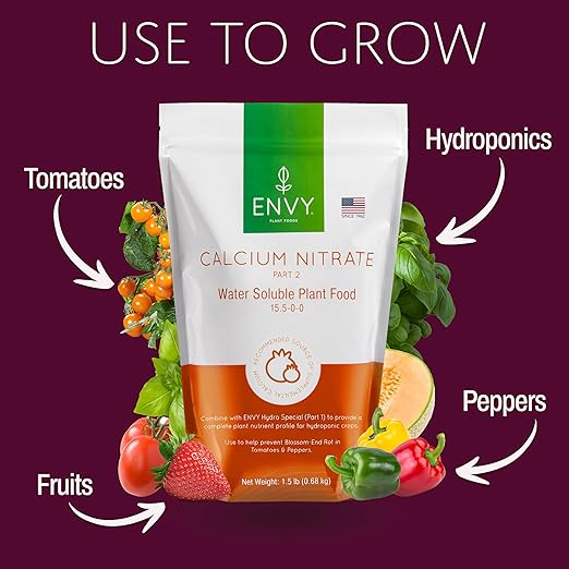 ENVY Solution Grade Calcium Nitrate (15-0-0) Prevents Blossom End-Rot from Calcium Deficiency in Tomatoes & Peppers (3.0 lb)
