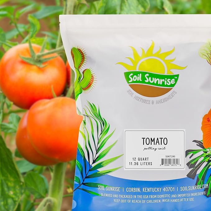 Soil Sunrise All Natural Tomato Starter/Potting Mix (12 Quarts) Perfect Backfill for Outdoor Tomato Plant Holes, Hand Blended with Natural Ingredients Including Worm Castings