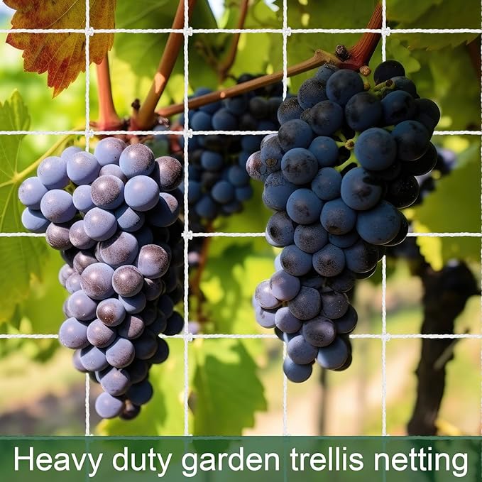 1 Piece White Jute Net Plant Support Netting 6.6 x 16.4 ft Heavy Duty Garden Plant Trellis Netting for Climbing Outdoor Indoor Grow Net for Cucumber Vine Tomatoes Peas Flower Fruits Vegetables