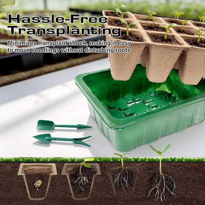 Seed Starter Tray Kit 10 Pack, Seed Starting Trays with Humidity Dome (120 Cells Total), Plant Germination Trays Complete Mini Greenhouse for Seed Growing & Seedlings