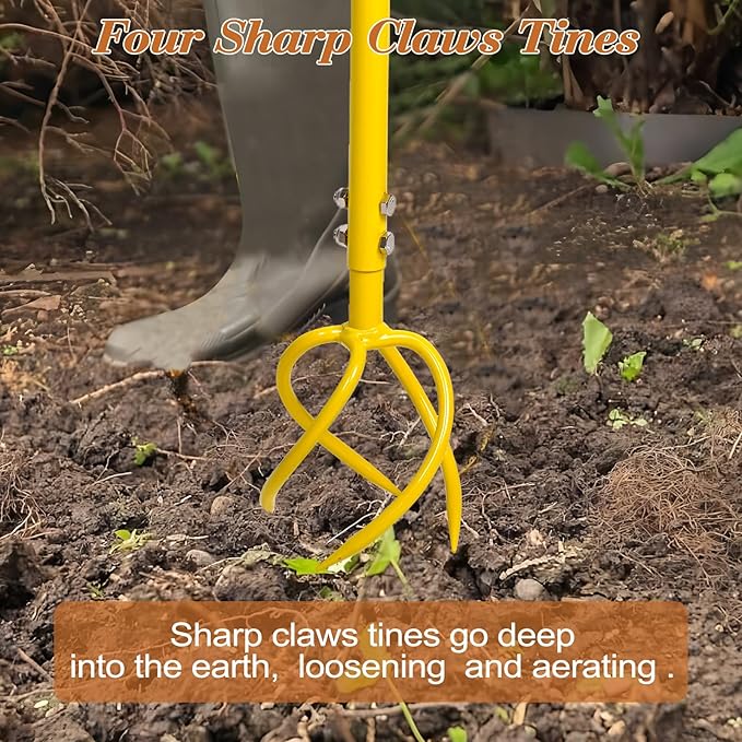 Garden Hand Tiller Garden Claw Twist Tiller Cultivator Tiller Soil Loosener Lawn Aerator Areator Loosen, Rototiller, Garden Bed and Plant Box Cultivator, Garden Tools.
