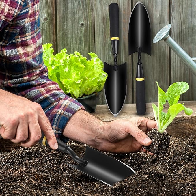 8 Pcs Garden Hand Trowel Heavy Duty Carbon Steel Garden Shovels Tools with Resin Rubberized Handle for Camping, Digging, Soil Planting, Transplanting, Lawn Yard Farm (Narrow Shovels)