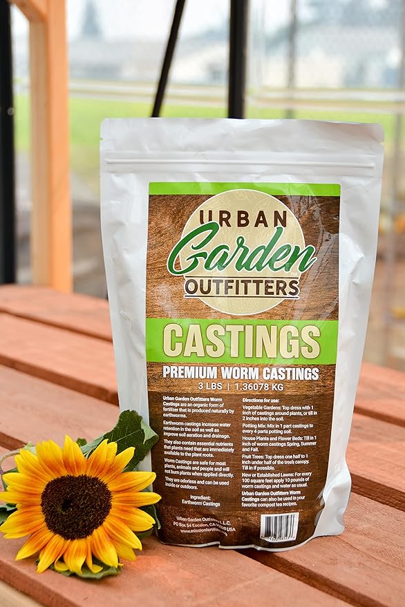 Premium Worm Castings - 100% Natural Soil Builder & Fertilizer for Gardens, Houseplants & Flower Beds - Odor-Free, Beneficial Microbes, Resealable Bag (7lb)