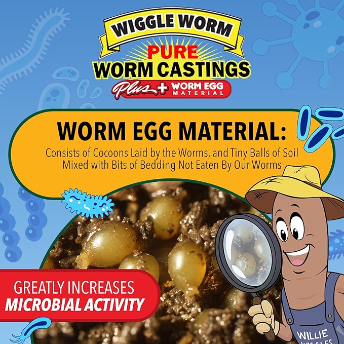 100% Pure Worm Castings Plus Worm Egg Material, 40lbs - Fertilizer and Soil Amendment for Indoor and Outdoor Gardening to Improve Soil Fertility and Aeration - 100% Organic and Odor Free