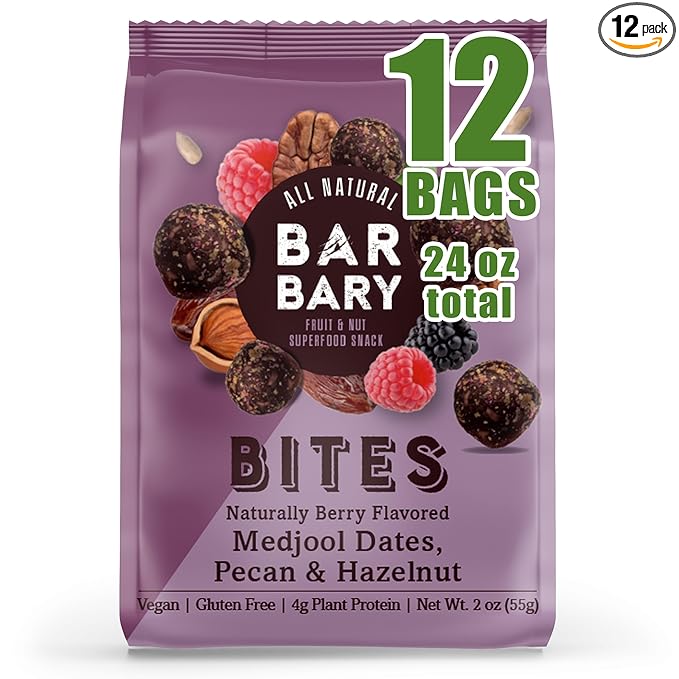 Fruit Nut Seed Healthy Snacks Pack, Pecan Hazelnut Medjool Dates Naturally Berry Flavored, Vegan, Gluten Free, No Sugar Added Energy Bars, 12 Bags (2 oz each)