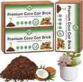 Halatool 3 Pcs Organic Coconut Coir Bricks for Plants, Compressed Coco Peat Coir Brick Coconut Fiber Substrate with Low EC & pH Balance, High Expansion Coconut Seed Starter Soil for Planting Flowers