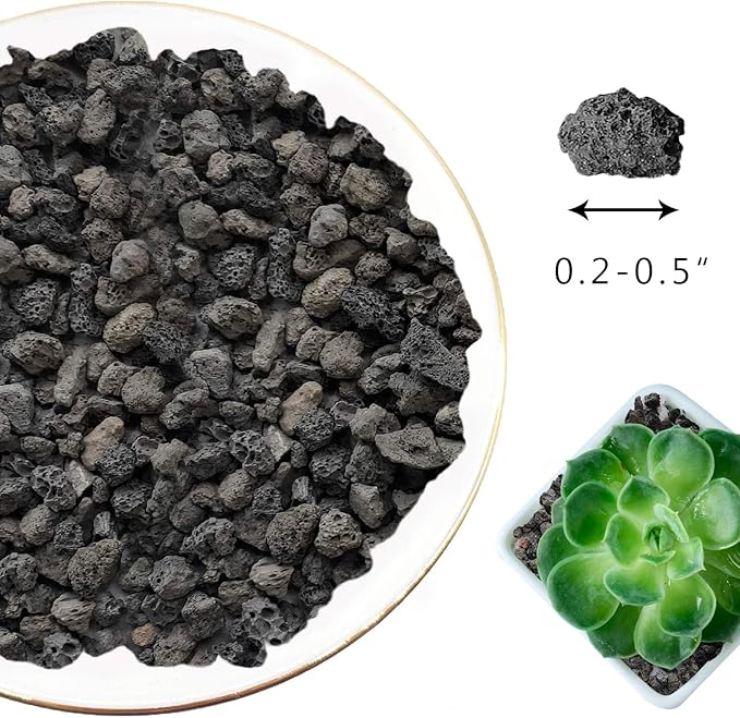 Lava Rocks for Plants -100% Pure Volcanic Rock No Dyes or Chemicals-Best Lava Stones Top Dressing for Cacti Succulents Plants,Bonsai (Black, 15LBS)