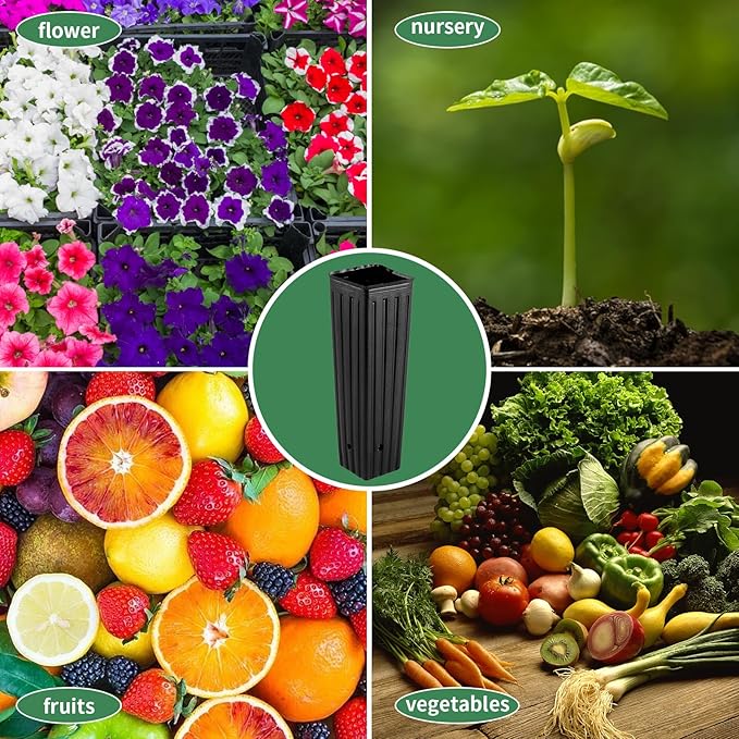 50 Pcs Plastic Deep Nursery Treepots, 9.8" Tall Nursery Tree Pots, Flower Plant Container Pots for Indoor Outdoor Use