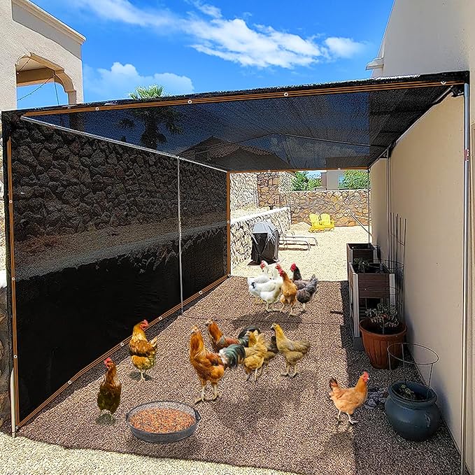90% Black Shade Cloth,Durable Mesh Tarp with Grommets, Resistant Garden Sun Shade Netting with Taped Edge for Plant Cover, Greenhouse, Patio, Tomatoes, Chicken Coop, Barn Kennel
