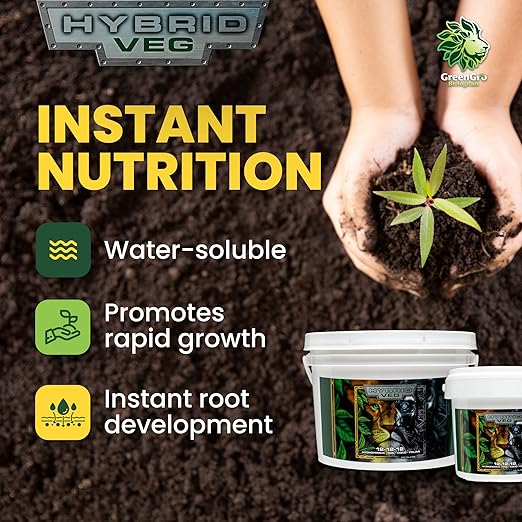 GreenGro Hybrid Veg, Water-Soluble Fertilizer for Plants, Highly Concentrated Liquid Plant Food for Indoor & Outdoor Gardens 12-12-12 2lb