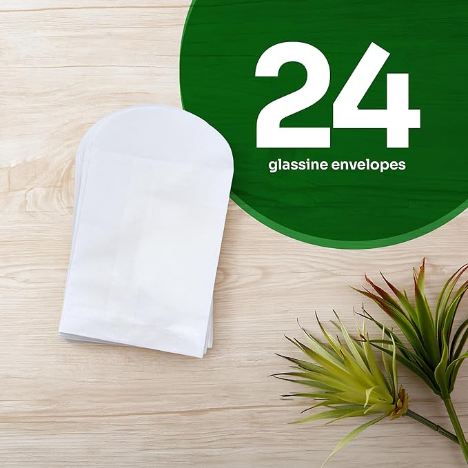 Seed Bloom 24 Sets of Heart Planting Guide with Glassine Envelopes – Perfect for Seed Paper Products, Wedding Favors, and Gift Sets