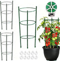 Tomato Cage Plant Support Cages for Garden, Upgrade Garden Plant Stakes with Adjustable Rings, Plants Trellis for Tomato, Flower, Climbing Plants, with Plant Tie and Clips 3 Pack 18 inches