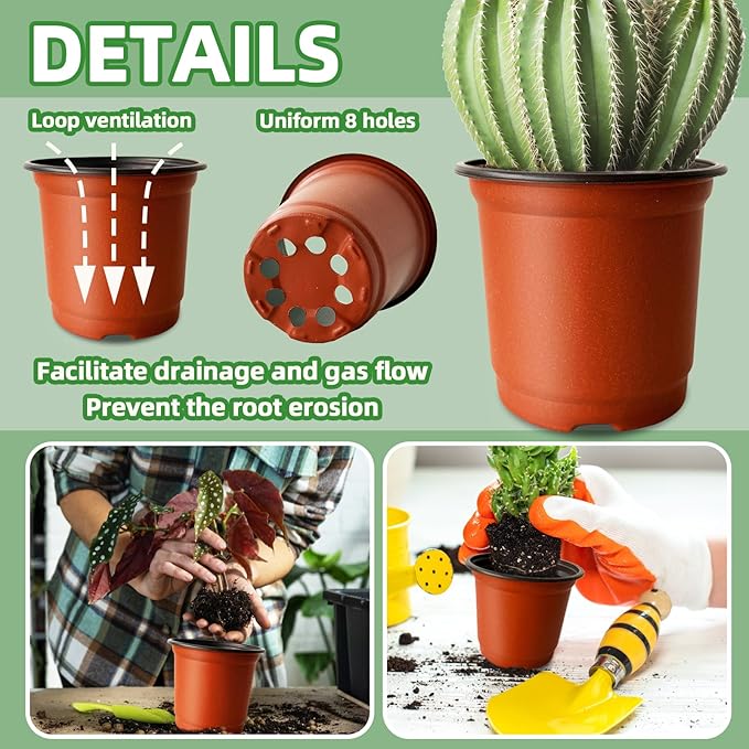 Baaxxango 200 PCS Plastic Nursery Pots,4 Inch Seedling Starting Pot with Holes,Flower Plant Container for Succulent,Seed,Cuttings,Transplanting