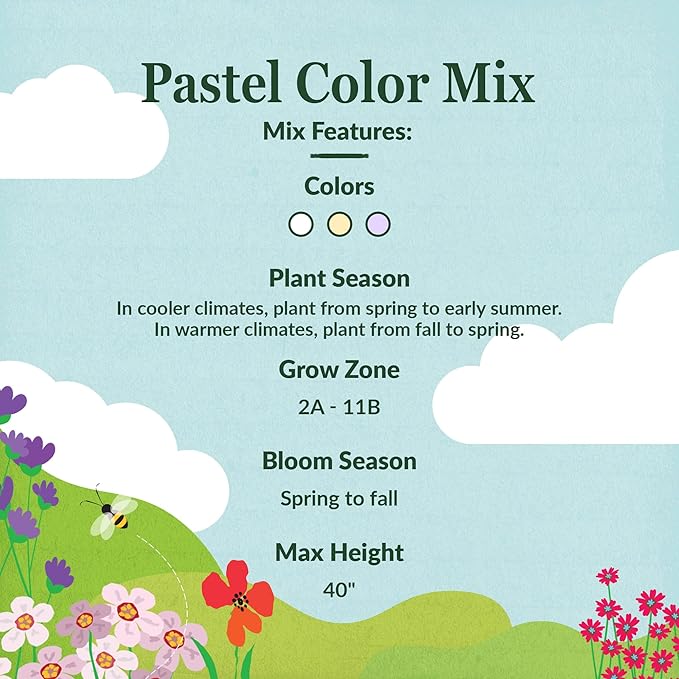 Ferry-Morse Pastel Color Mix Bulk Flower Seeds, 1lb