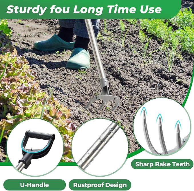 Professional Garden Hoe 63 Inch Long with Adjustable Long Handle - Heavy Duty Weeding & Cultivating Tool for Gardening, Lawn, and Yard Work