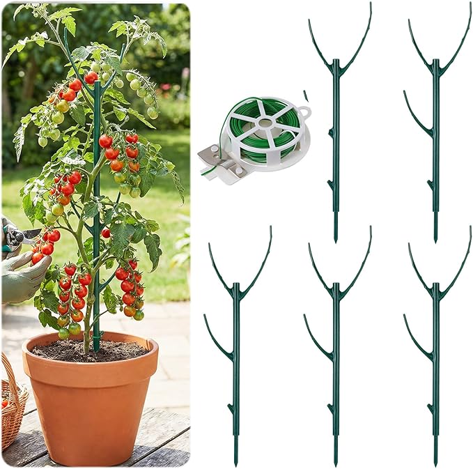 5 Pack Plant Pins for Indoor Plants Stackable Monstera Plant Support, Plant Stakes Climbing Plant Support Structures Plant Holder Stick Moss Pole for Support Tall Potted Plants Outdoor