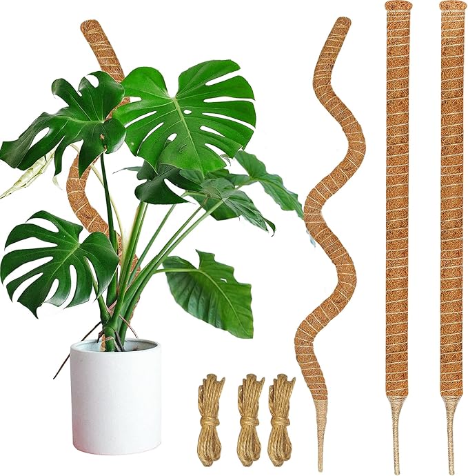 3 Pack Moss Pole, 63-Inch Moss Poles for Plants Monstera,Bendable Plant Support Stakes for Climbing Plants Indoor, Garden Trellis Plant Stick for Potted Plants, Pothos Philodendron