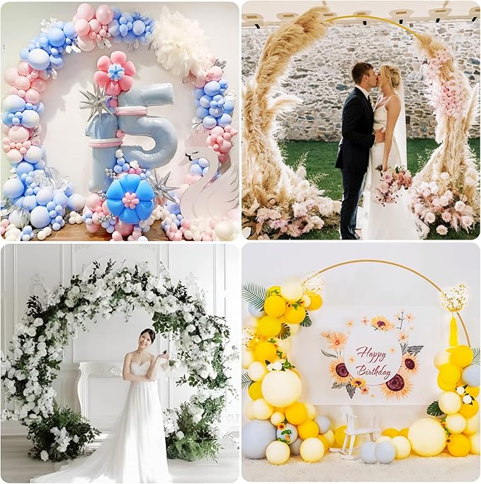 Wokceer Round Backdrop Stand 8FT Gold Wedding Arch Metal Circle Balloon Arch Stand for Birthday Party Wedding Bridal Shower Anniversary Ceremony
