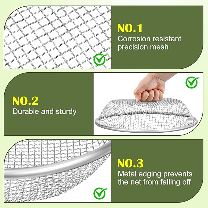 2PCS 1/4 Inch Mesh Soil Sifter for Gardening,Compost Sifter for 5 Gallon Buckets,Garden Sieve Rock Sifters for Captures Dirt Rocks Sawdust,Includes Gloves