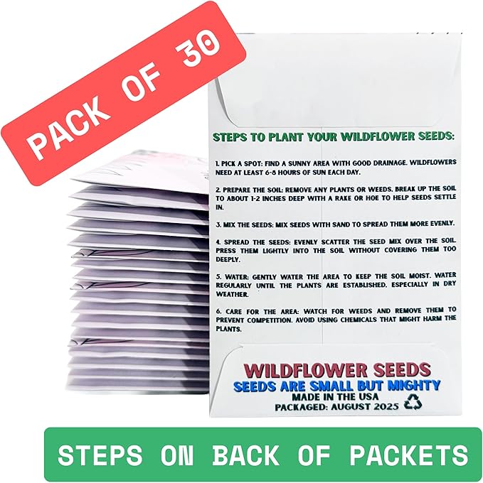 Wildflower Seed Packets Let Love Bloom Party Favors (Pack of 30) - for Wedding Engagement Anniversary Bridal Shower Favor