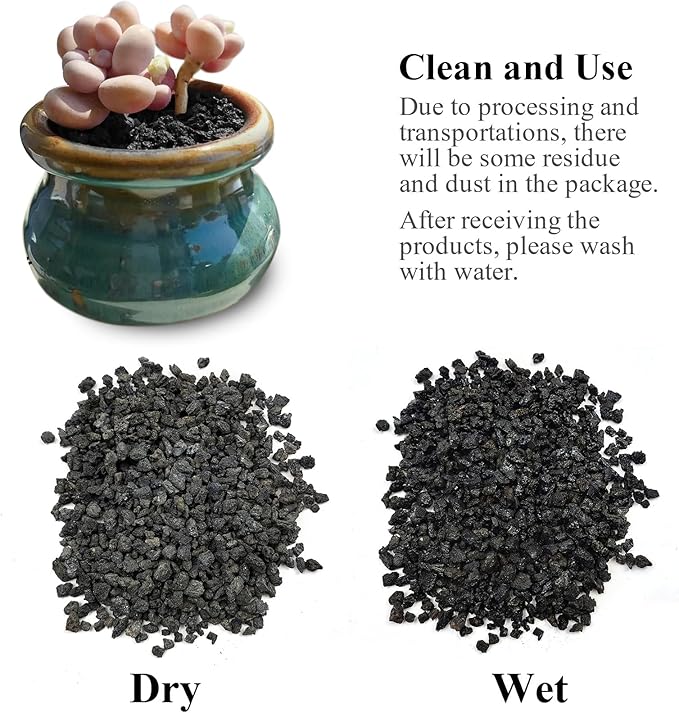 5 lbs Small Black Lava Rocks for Plants,1/4 Inch Crush Volcanic Rock Pumice Soil Additive for Succulent Aquarium Cactus Bonsai Fire Pits and Garden Landscaping