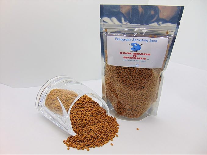 Fenugreek Seeds for Sprouting Microgreens, 2 oz A Rich Source of Vitamins and Minerals and Health-Promoting Nutrients! "COOL BEANS N SPROUTS" Brand, A Small Town Family Run USA Business