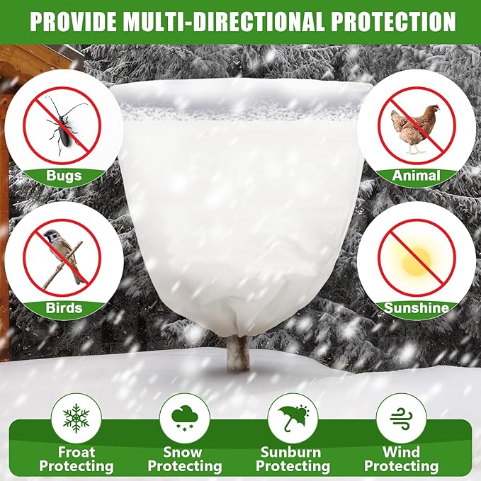 NNG 3PCS Winter Plant Covers Freeze Protection 39.4x39.4Inch Frost Blanket Shrub Covers with Drawstring Plant Protector Shrub Jacket Winter Tree Cover for Outdoor Plants, Shrub Potted Plants