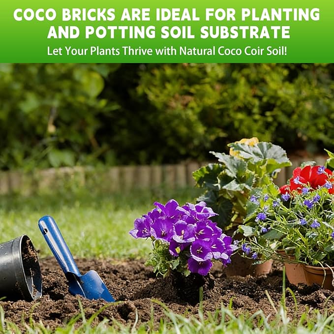 12 PCS Coco Coir Bricks - Compressed Coconut Fiber Substrate for Plants, Gardening, Potting Mix. Low EC & Balanced pH Natural Growth Medium for Seed Starting, Herbs
