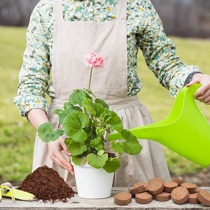 ZeeDix 50pcs 40mm Coco Coir Pellets Potting Soil, Organic Coconut Fiber Seed Starter Soil Pellets, Coconut Coir Soil Discs for Indoor Outdoor Plants, Herbs Houseplants Flowers Succulents Vegetables