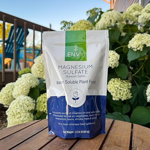 ENVY Organic Magnesium Sulfate Plant Food - Water Soluble Epsom Salts | Fertilizer for Roses, Flowers, Shrubs, Vegetables and Trees (3 Pound)