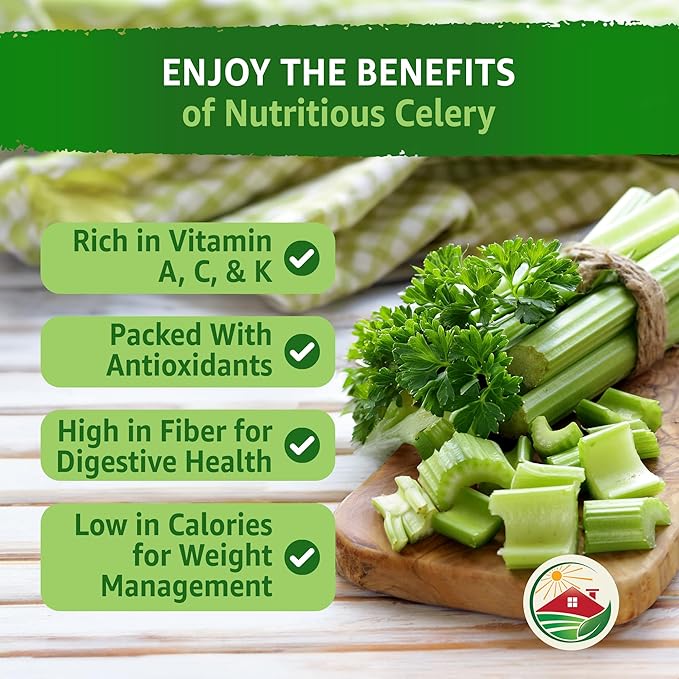 TKE Farms & Gardens - Utah 52-70 Celery Seeds for Planting, Heirloom, Non-GMO, 2500+ Seeds, 1g Packet, Ideal for Fall & Winter Vegetable Gardens, Includes Growing Instructions