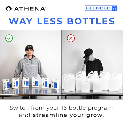 Athena Blended Bloom A&B | 2-Part Flowering Liquid Fertilizer for Hydroponics & Soil | Bloom Booster Plant Food | NPK A 4-0-5 | B 0.7-6-5 | 32 Ounce