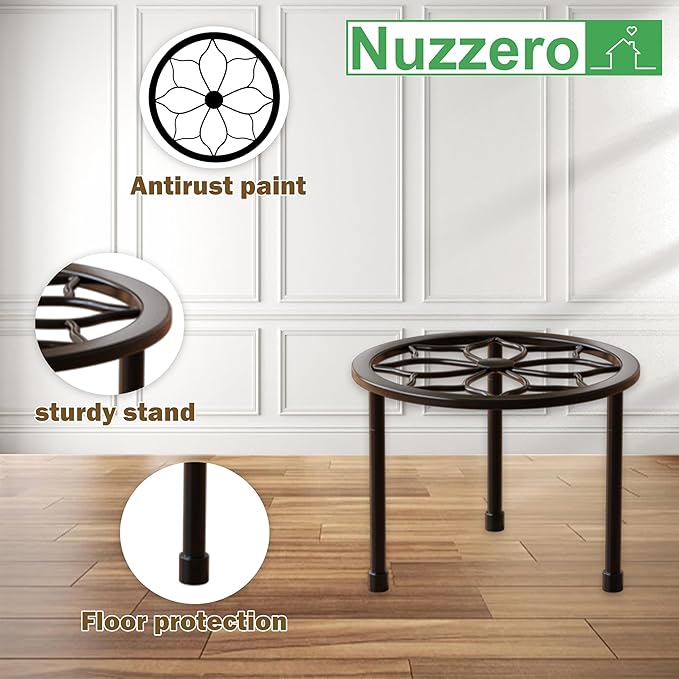 NUZZERO Metal Plant Stand Indoor Outdoor,Indoor Plant Stands for patio rust proof,Heavy Duty Flower Pot Stands for Multiple Plant,Black Potted Plant Holder for Garden Home (5 Pack Black)