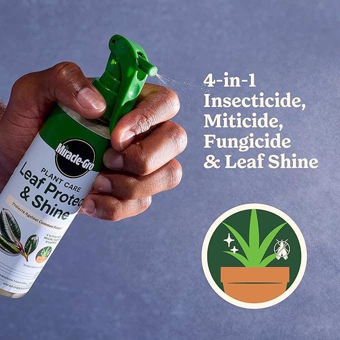 Miracle-Gro Indoor Potting Mix (6 qt.) and Plant Food (8 fl. oz.) for All Plant and Plant Care Leaf Protect & Shine (8 fl. oz.) - Bundle for Growing, Fertilizing, Protecting and Cleaning Houseplants