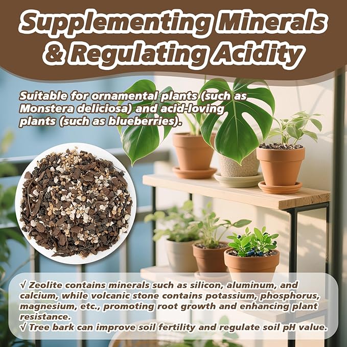 Sukh Succulent Potting Mix 14.5OZ - Orchid Bonsai Soil Pre Mixed Ready to Use Pine Bark Zeolite Calcined Clay Black Lava for Garden Plant Food Mixture Drainage Aeration Fertilizer Retention