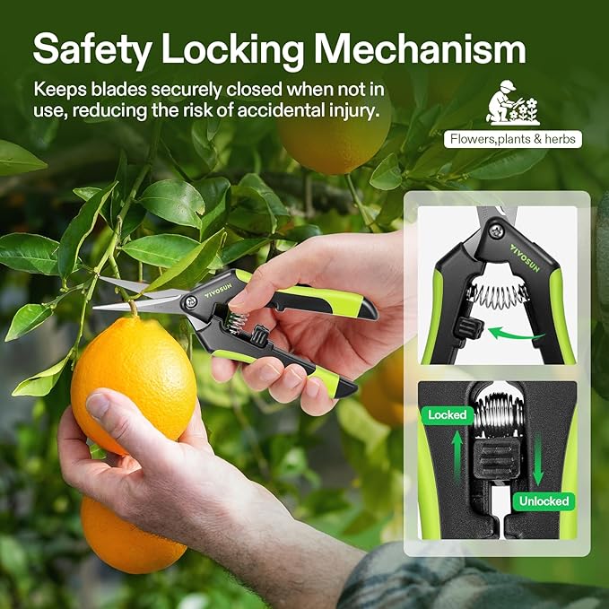 VIVOSUN Gardening Hand Pruner Pruning Shear with Straight Stainless Steel Blades (Black, Straight Blade, 6 Pack)