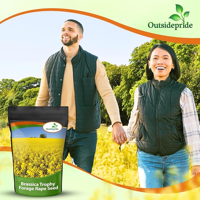 Outsidepride Trophy Forage Rape Seed - 5 Lbs Heat, Cold & Drought-Tolerant Brassica Food Plot Seed, Ideal for for Deer & Livestock Grazing, Fall Planting, Soil Improvement, & Erosion Control