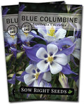 Sow Right Seeds - Blue Columbine Flower Seeds to Plant - Non-GMO Heirloom Packet With Instructions to Plant in Your Garden- Beautiful Perennial Flowers - Attract Hummingbirds, Bees and Butterflies (2)