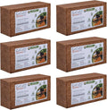 Premium Coco Peat Bricks – Low EC Coconut Coir Growing Medium, Pre-Buffered & pH Balanced, High Water Retention for Gardening, Hydroponics & Seed Starting, Pack of 6
