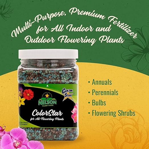 Nelson Plant Foods ColorStar Outdoor & Indoor Plant Fertilizer - Nutrient-Dense Plant Food to Increase Bloom Size & Quantity - 4-5 Months of Feeding (4 lb.)