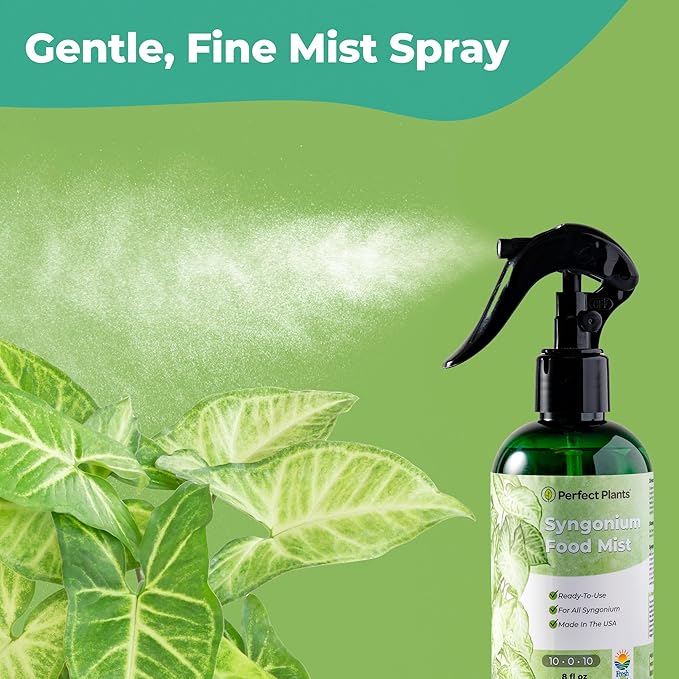 Syngonium Food Mist by Perfect Plants | Liquid Spray Foliar for Arrowhead Plants and Other Indoor Houseplants | Balanced Nutrient Blend Fortified with Boron (8 fl oz)