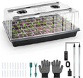 60-Cell Seed Starter Tray with Grow Light, Seedling Starter Trays with 4.08" Humidity Dome, Self-Watering Plant Germination Trays,Seed Starter Kit for Seeds Growing (Black)