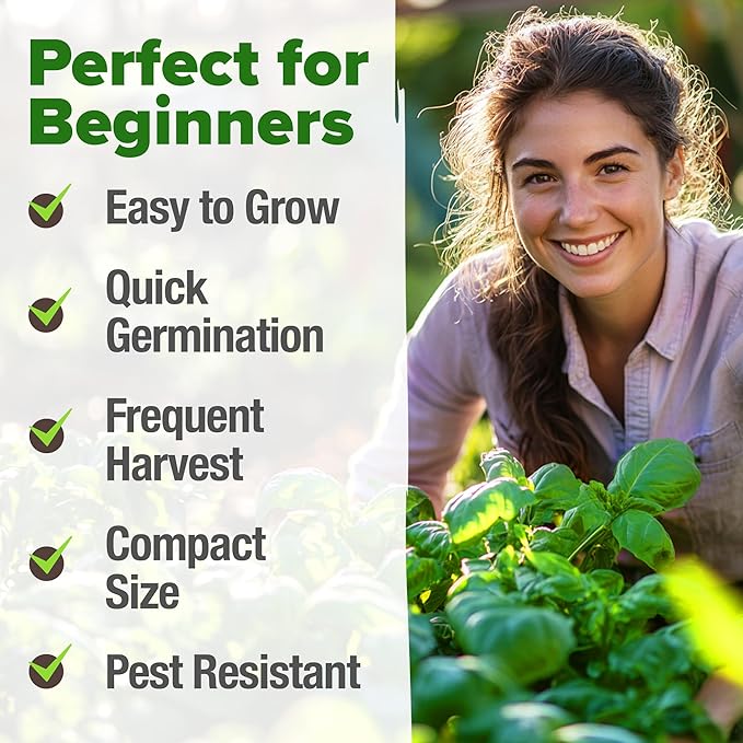 HOME GROWN Genovese Basil Seeds 2 Pack 3500 & Peppermint 4,740 & White Sage 646 & Lemon Balm 806